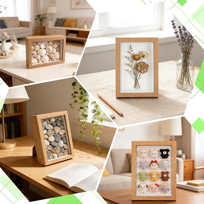 VOKOY 5 Pack 4" x 6" Shadow Box Frame, Small Wood Hollow Picture Frame - Image 4