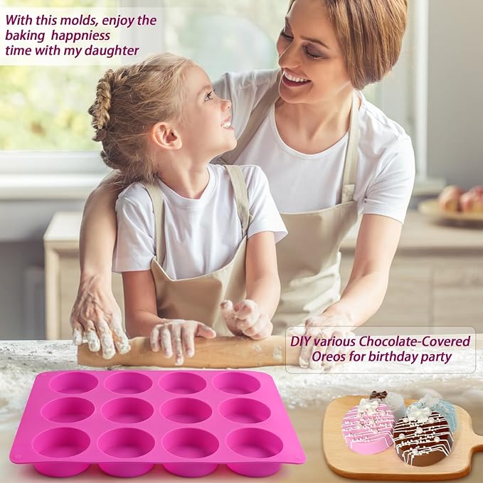 Sakolla 3 Pcs Round Chocolate Cookie Molds, 12-Cavity Cylinder Silicone Molds - Image 5