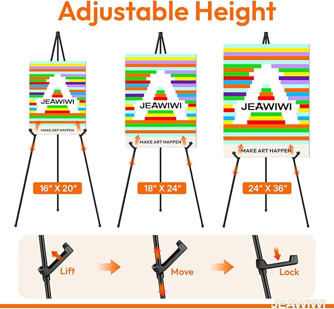 JEAWIWI 6PCS Black Easel Stand for Wedding Sign Stand, 66 Inch Adjustable Metal - Image 4