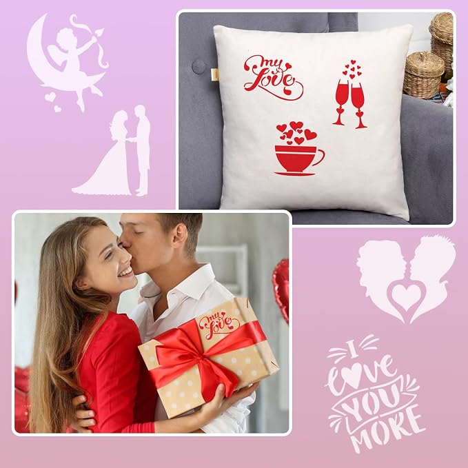 Augshy 56 Pack Valentine's Day Stencils, Reusable Craft Templates, 3 Inch | - Image 4