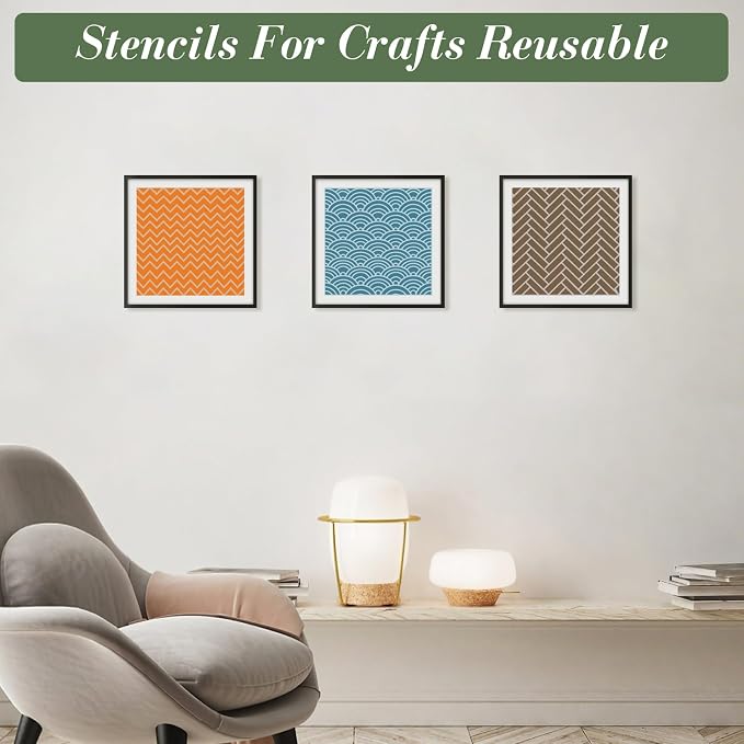 Texture Stencils for Crafts Reusable 16Pcs Stencils | DIY Art Painting Stencil - Image 2