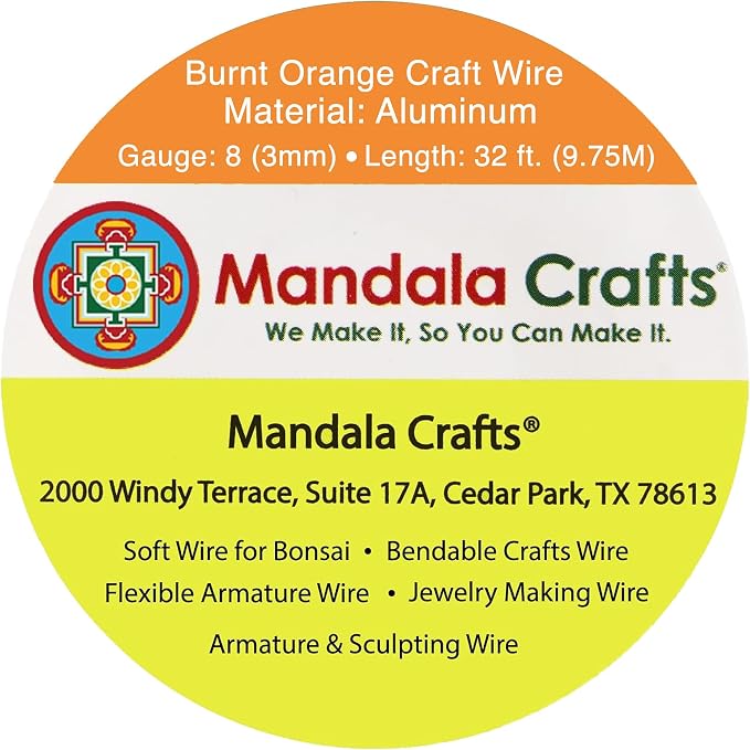 Mandala Crafts 8 Gauge Burnt Orange Anodized Aluminum Craft Wire, 32 FT | - Image 3