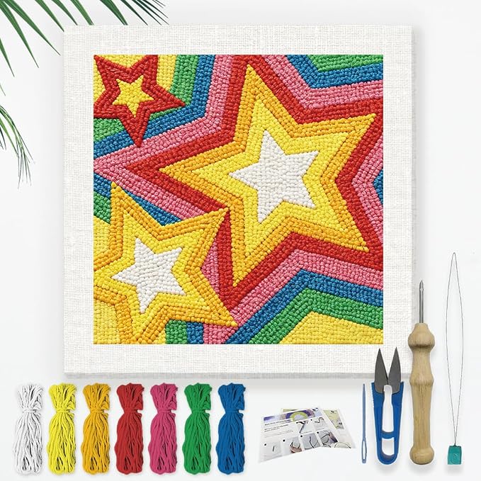 Doodlream Colorful Stars DIY Punch Needle Embroidery Kit by Doodlream
