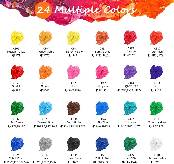 Caliart 24 Colors Acrylic Paint Set - Image 3