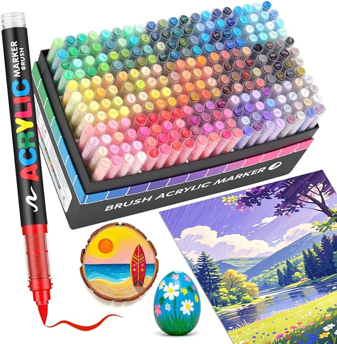 Guangna 240 Acrylic Paint Markers, Brush Tip Acrylic Paint Pens, Quick-Drying by GuangnaArtSupplies