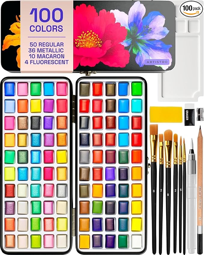 ARTISTRO 100 Color Watercolor Paint Set by ARTISTRO