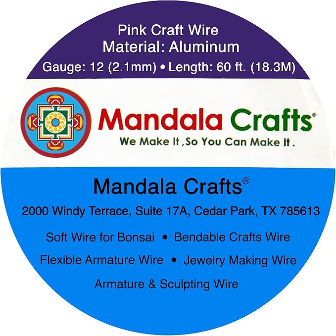Mandala Crafts 12 Gauge Pink Anodized Aluminum Craft Wire, 60 FT | Colored - Image 3