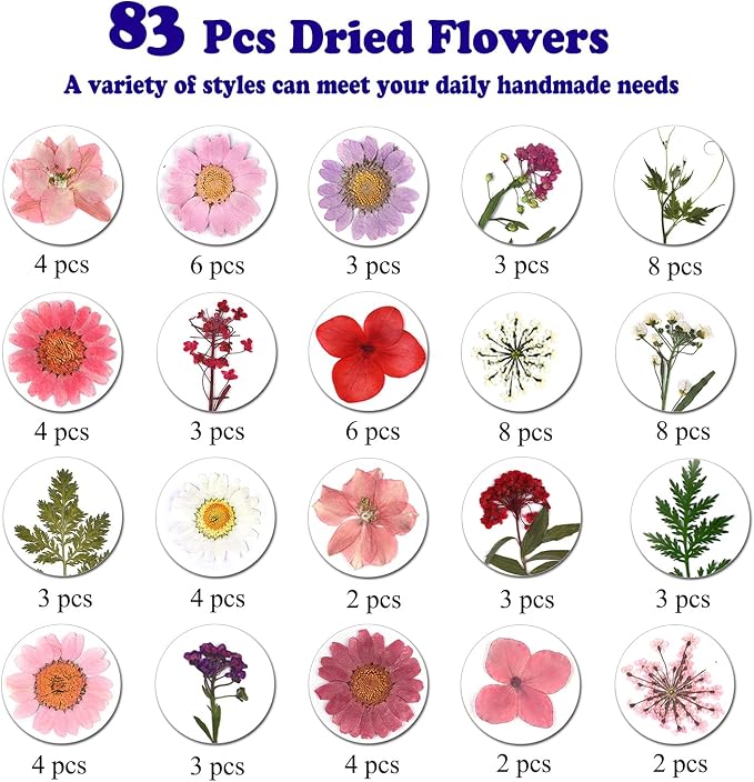 83 Pcs Pink Real Dried Pressed Flowers Natural Leave Petals - Image 4