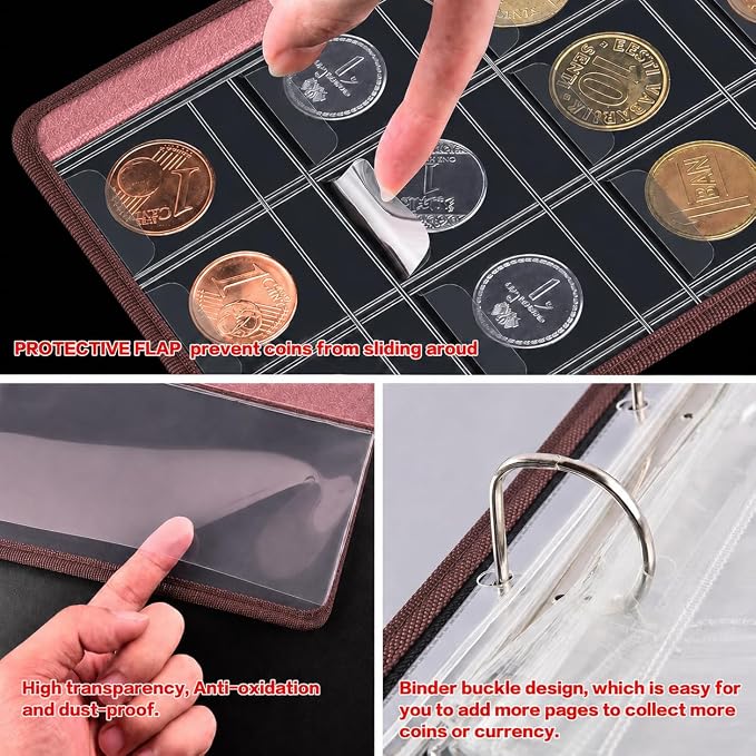 Coin Collection Book Holder for Collectors, 200 Pockets Collecting Album& 30 - Image 4