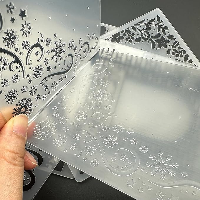 6 Pcs Embossing Folders for Card Making Embossing Stencil Template DIY Plastic - Image 3