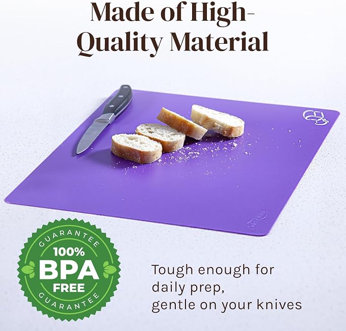 Extra Thick Flexible Plastic Cutting Board Mats, BPA Free, Non-Slip Waffle Back - Image 6