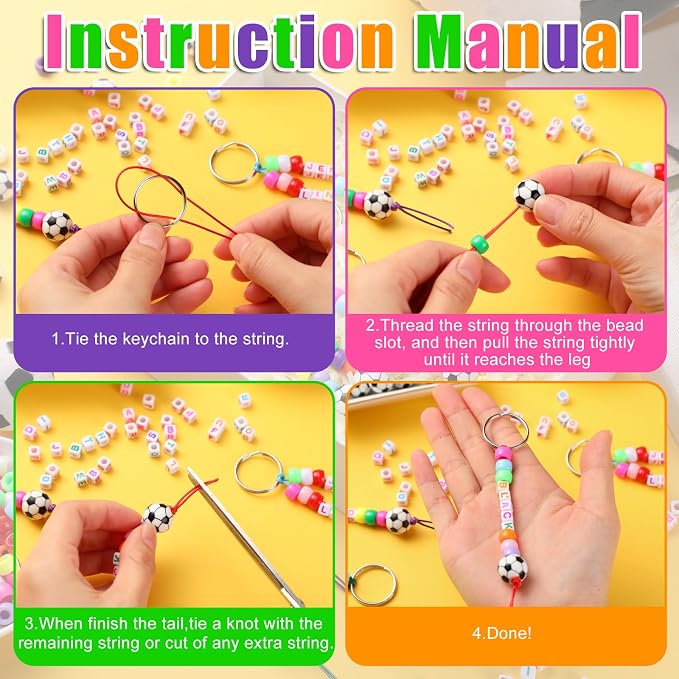 Landical 564 Pcs DIY Bead Keychain Kit Key Chain Making Craft Adjustable Letter - Image 2