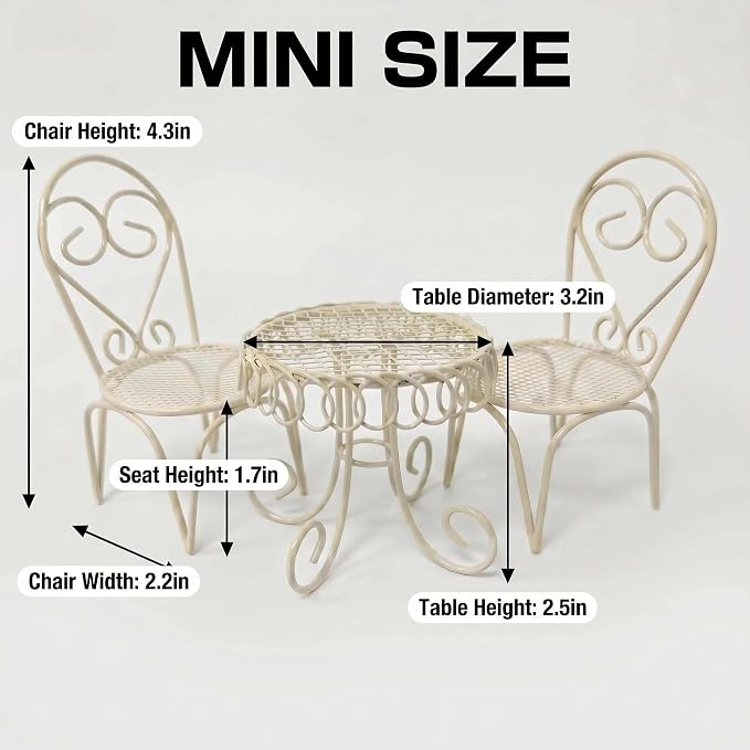 6 PCS Dollhouse Miniature Bistro Table & Chairs Set - Image 8