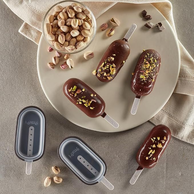 Lékué Set of 4 Classic Creamy Ice Cream Molds + Toppings Container | Fun Shape - Image 3