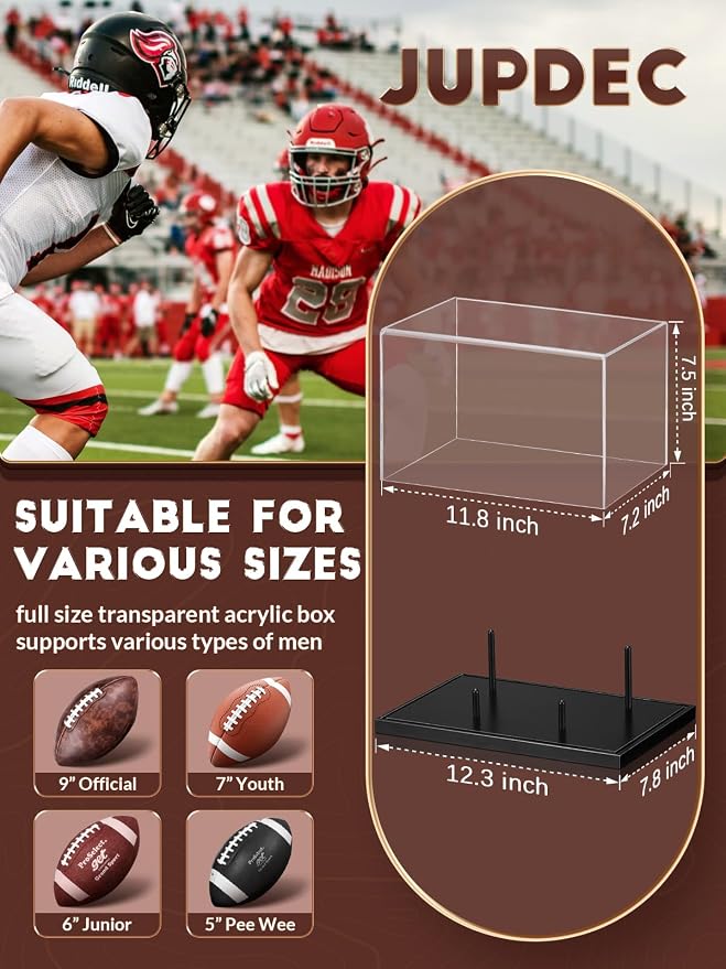 JupDec Football Display Case Full Size, Acrylic Clear Box - Image 4