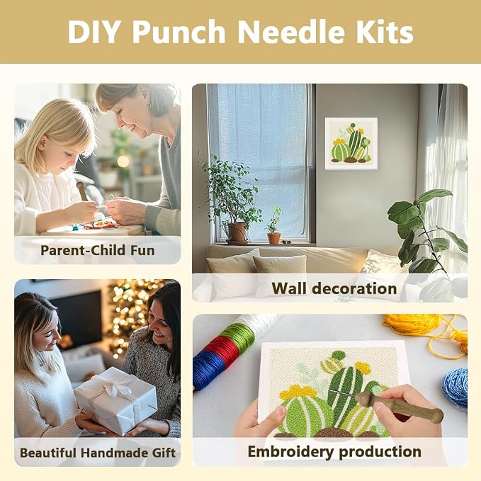 Doodlream Cartoon Cactus DIY Punch Needle Embroidery Kit - Image 4
