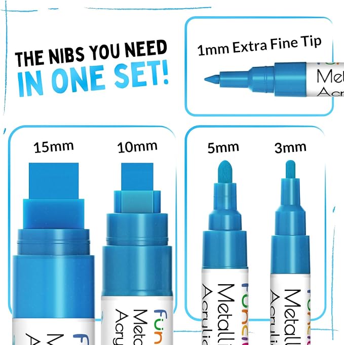 5 Metallic Acrylic Blue Paint Pen - Image 2