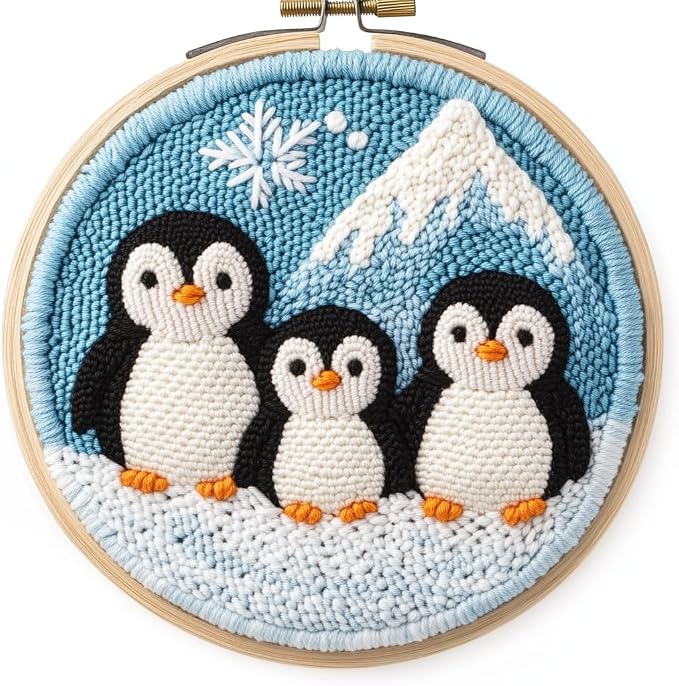 DIY Punch Needle Kits Penguins Family Snow Mountain by Unknown