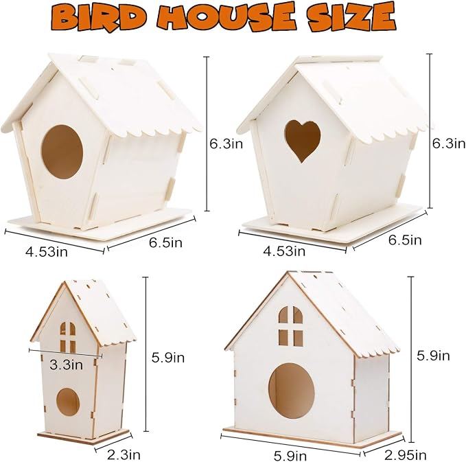 hapray 4 Pack Bird House Crafts - Image 3