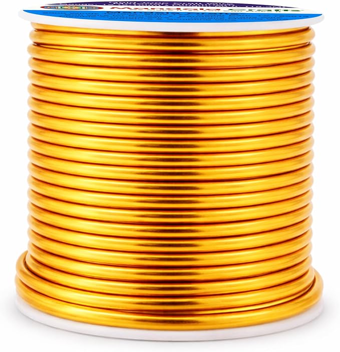 Mandala Crafts 12 Gauge Gold Tone Anodized Aluminum Craft Wire, 60 FT | Colored - Image 2