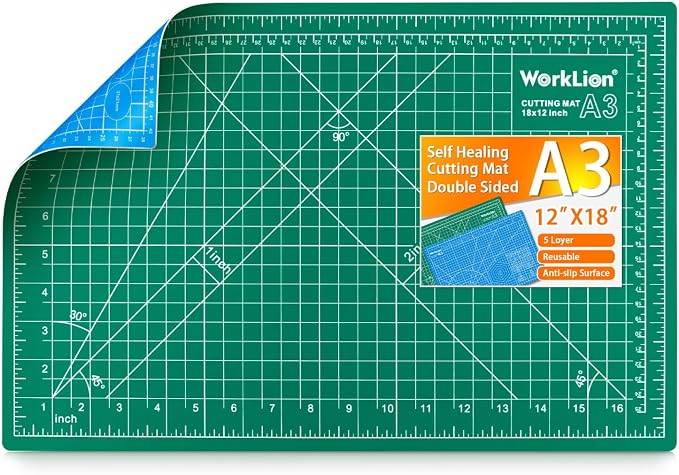 WORKLION 12" x 18" Art Self Healing PVC Cutting Mat, Double Sided, Gridded by WORKLION
