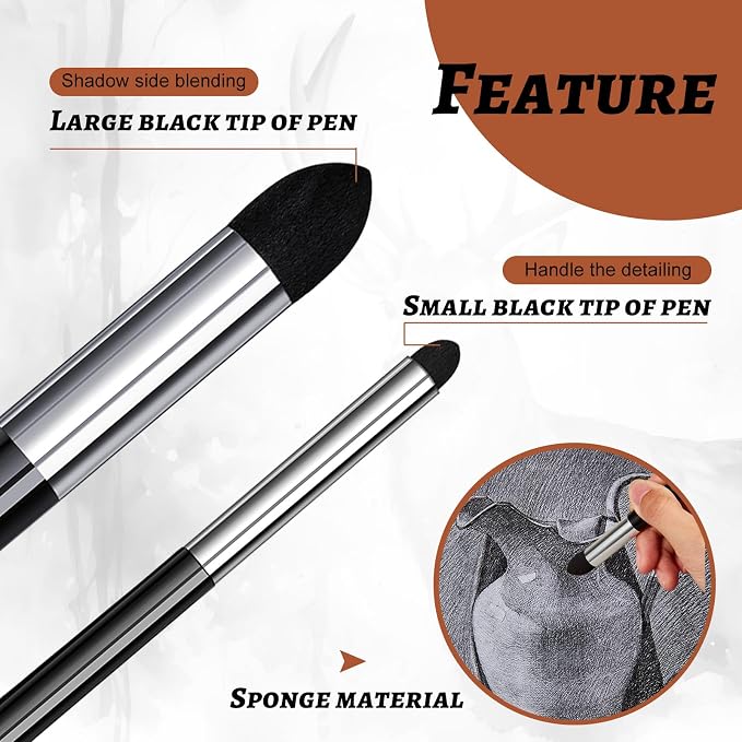 Kosiz 6 Pcs Blending Sponge Pen Double Headed Rub and Buff Washable Sketch - Image 4