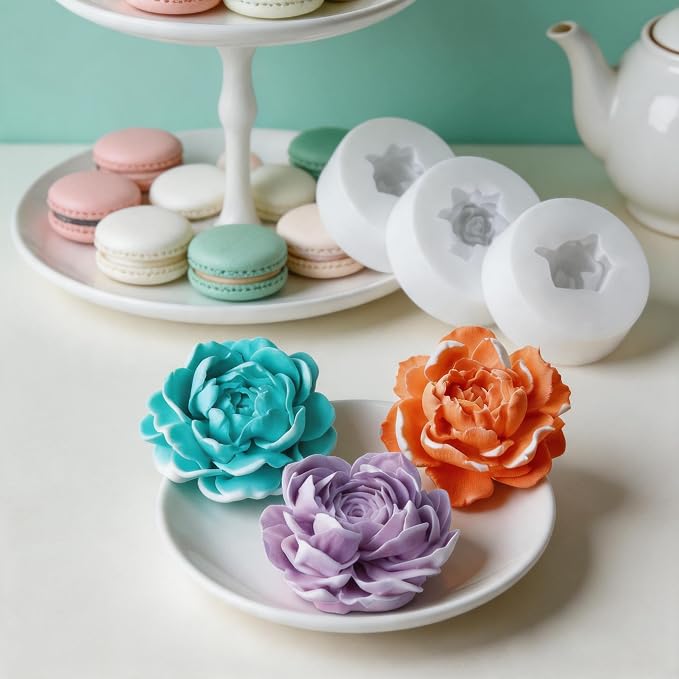3Pcs 3D Jasmine Peony Flower Silicone Molds - Image 5