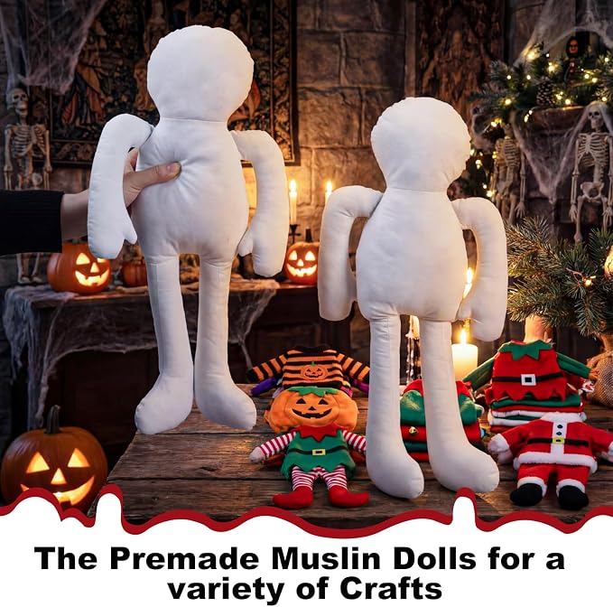 2 Pcs Cloth Doll Body Blank Models Pre-Stuffed Muslin Doll Bodies - Image 6