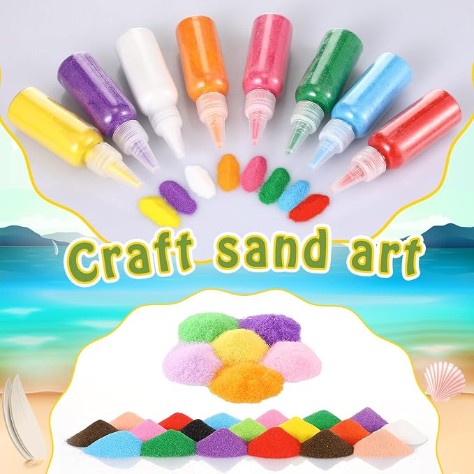Sliner 180 Pcs Sand Art Kits Includes Shell Bottles, Colored Sand, Mini Funnels - Image 3