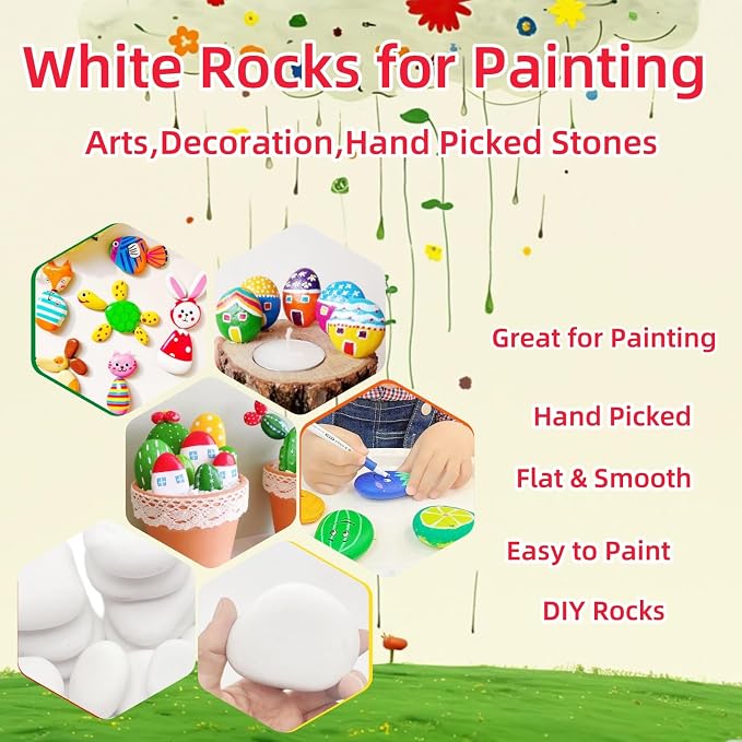 28PCS White Painting Rocks, Medium & Small Rocks - Image 3