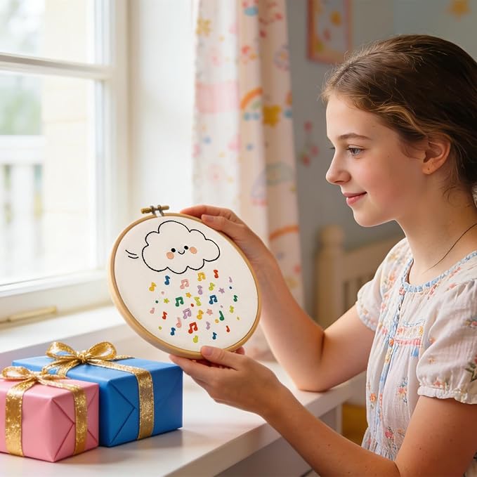 Crafmanoe Cute Embroidery Kits for Beginners Adults, Hand Embroidery Starter - Image 5