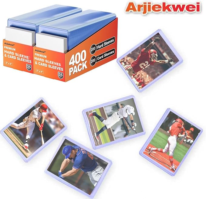 1000 Pack Card Sleeves Hard Plastic, Arjiekwei 3"X 4" Baseball Cards Protectors - Image 5