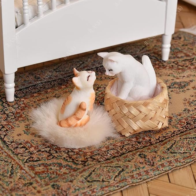 iland Mini Cat Figurines, 1/12 Scale Miniature Dollhouse Accessories, Cute Cake - Image 7