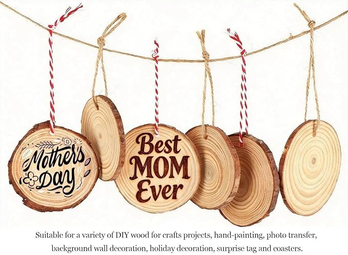 50Pcs Wood Slices for Crafts, 2.4"-2.8" Unfinished Wood Circles for Crafts - Image 2