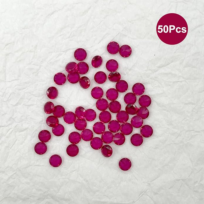 50Pcs Loose Synthetic Ruby Stone Bulk Wholesale Round Brilliant Cut Diamon - Image 4