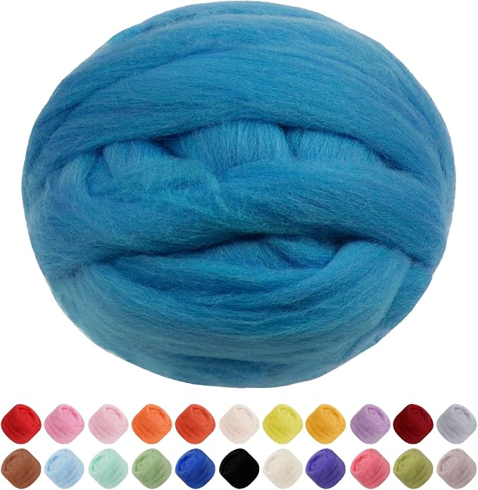 JeogYong Needle Felting Wool, 17.64oz Wool Roving Chunky Wool Yarn, Peacock by JeogYong