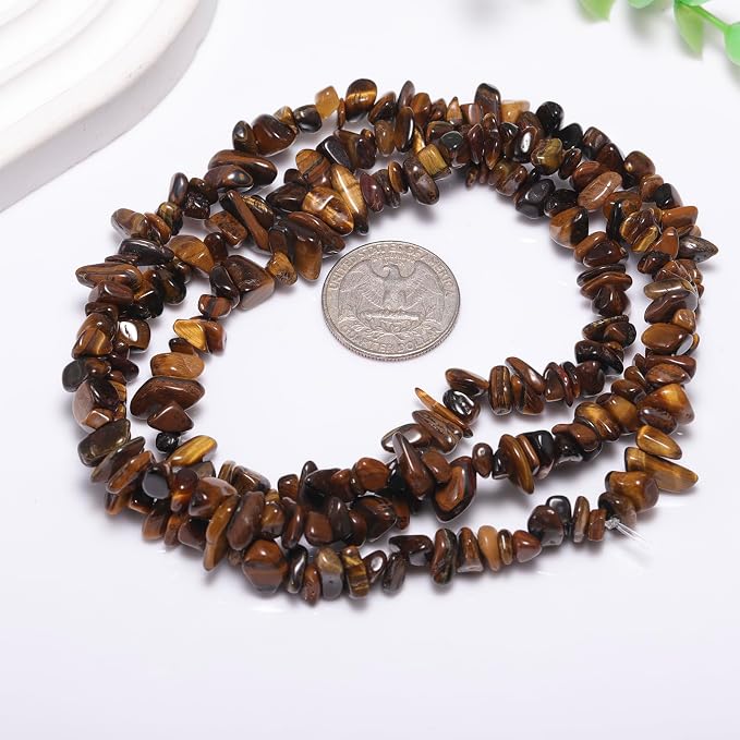 200 Pcs Crystal Chip Beads for Jewelry Making 5-8mm Tiger Eye | Natural Chip - Image 7