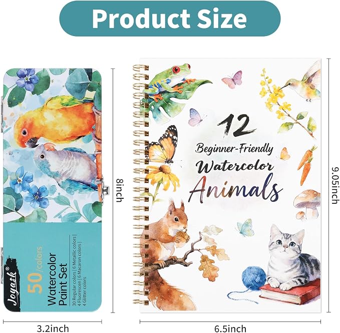 Watercolor Workbook Animals, Water Coloring Book, 12 Different Patterns of - Image 2