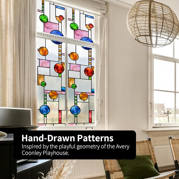 Original Hand Drawn Faux Stained Glass Window Film, Double-Sided Texture Static - Image 6