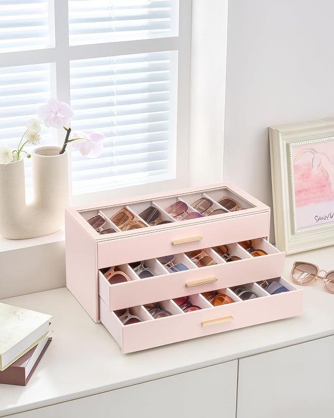 Lolalet Sunglasses Storage Box for Women, Eyewear Eye Glass Organizer - Image 2