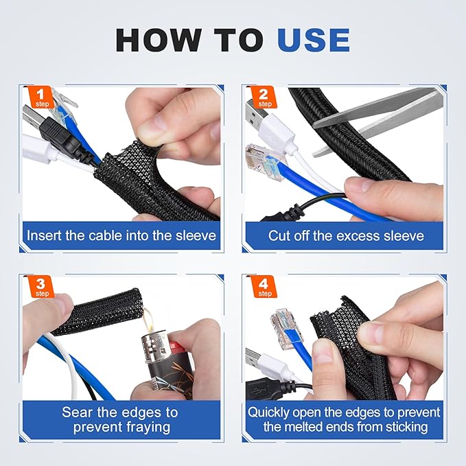 1/4” Cable Management Loom Wrap Sleeve Cord Wire Hider Organizer Covers | - Image 5