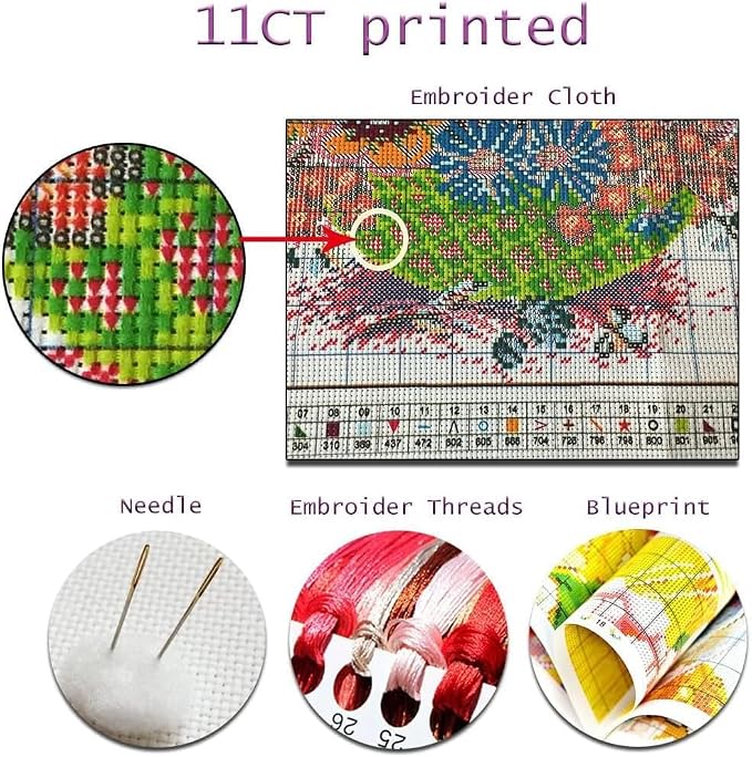 Cow Stamped Cross Stitch Kits for Adults Beginner, Sunflowers Counted Cross - Image 6