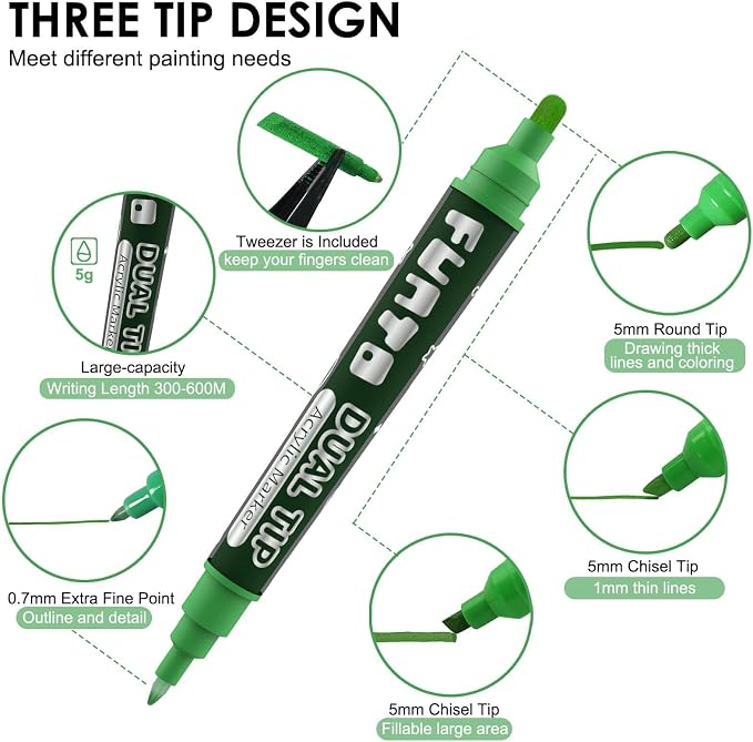 Funto Dual Tip Acrylic Paint Markers, Paint Pens - Image 2