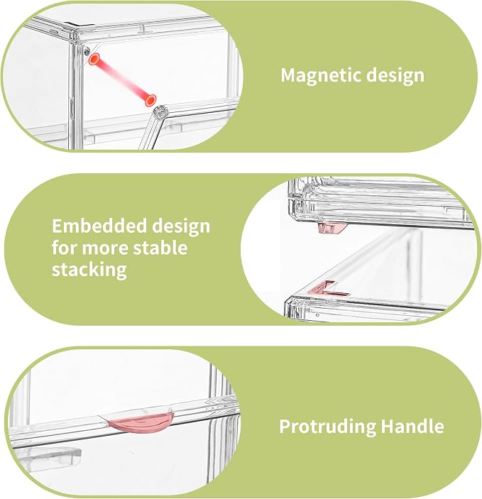Clear Acrylic Display Case, 4 Pack 3 Tier Adjustable Display Box Stand - Image 3