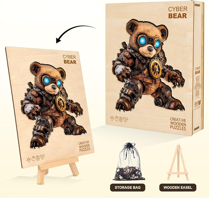 Cyber Bear Puzzles Adults Gifts Wooden 140 Pieces 11.4 * 10in - Image 5