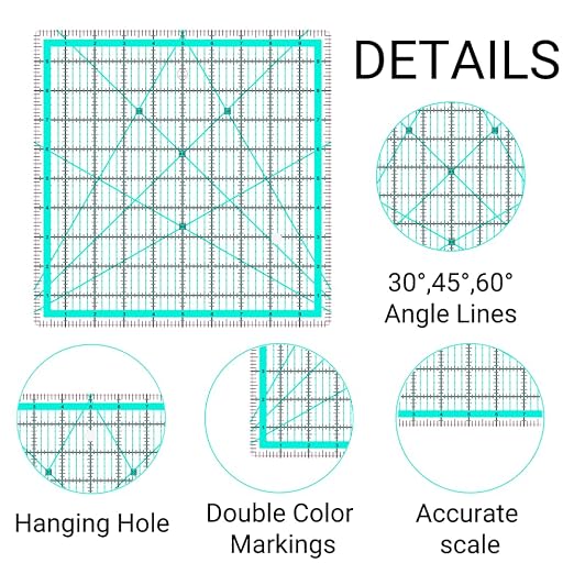 Quilting Rulers, 5 Square Quilting Ruler, Quilting Templates Acrylic Rulers - Image 3