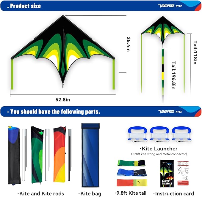 SGftre Delta Kite Easy to Fly, Single Line String - Image 3