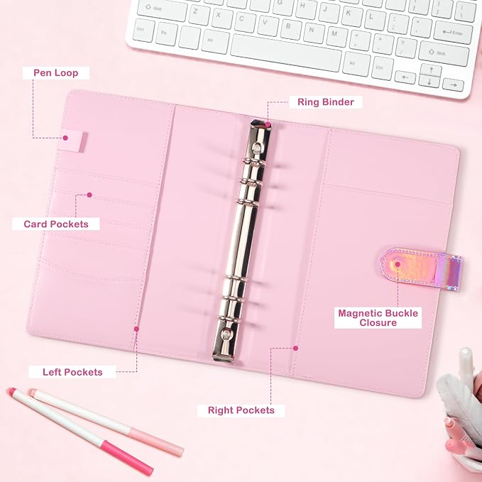 A5 Kpop Photocard Binder with 30 Pack 4-Pocket Card Pages, 6 Ring A5 Binder - Image 6