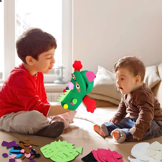 WATINC 6Pcs Hand Puppet Making Kit, Art Craft Felt Sock Puppet Toys, Creative - Image 4