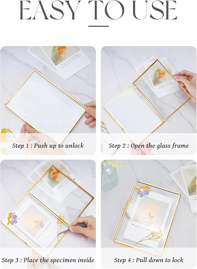 REDHUGO Glass Pressed Flower Frame Handmade, Floating Picture Frames - Image 6